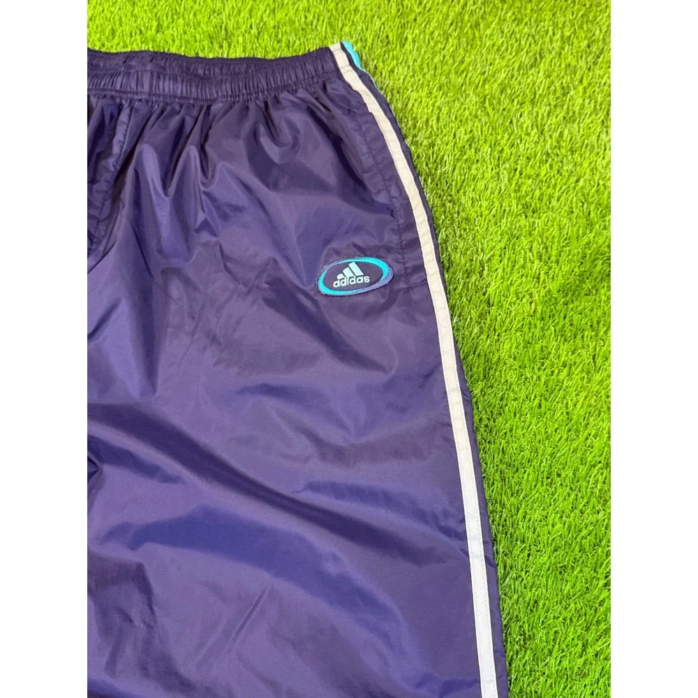 Adidas Vintage Track Pants Mens XL Purple Blue Stripes Windbreaker Joggers